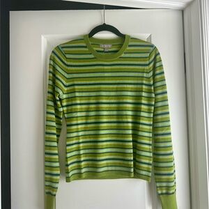 J. Crew women’s striped Carolyn Crewneck sweater size Medium 100% merino wool